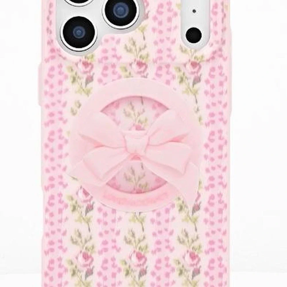 LoveShackFancy pink bow magnetic loop grip for MagSafe phone cases